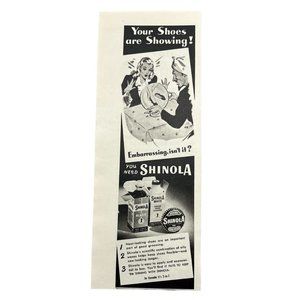 Vintage 1948 Shinola Shoe Cleaner Print Ad Polish Shoe Shine Original Ad